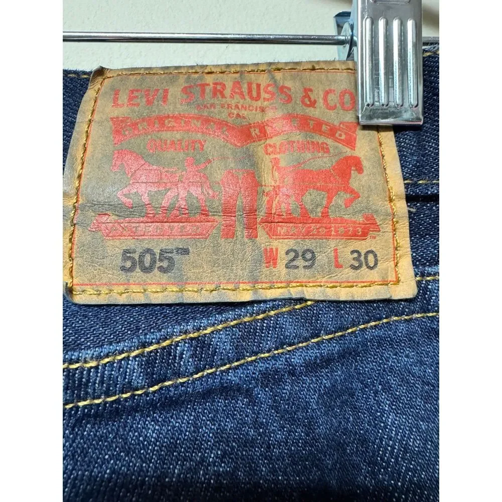 LEVI'S 505 Regular Fit Straight Leg Jeans, Dark Wash, Zip Fly, 29 x 30